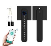 Focket Serrure intelligente à empreinte digitale, serrure 5 en 1 sans vec commande via application, mot de passe, cartes à puce, clés et empreintes digitales, pour appartements (BLACK)