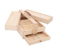 Fockety Boîte de Rangement de Fournitures D'artiste, Boîte de Fournitures D'outils D'artiste Multifonctions en Bois avec Plusieurs Compartiments, Tiroir, pour Pastels, Marqueurs