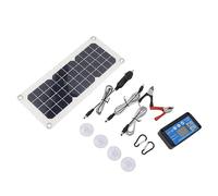 Fockety Kit Panneau Solaire, Panneau Solaire monocristallin étanche de 30W avec Double Sortie USB 18V 5V, régulateur de Solaire 12V 24V, Clip Batterie pour VR, Camping-Car
