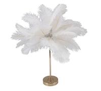 Fockety Lampe de Table Plume Blanche, Interrupteur Tactile 3 Couleurs Gradation sans Fil USB 30pcs Lampe Plume D'Autruche, Lampe de Table de Chevet, Veilleuse de Bureau avec Base