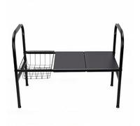 Fockety Organiseur Extensible sous évier, étagère sous évier avec Panier Amovible, 2 Panneaux Amovibles, étagère en Métal pour Armoire, Vestiaire, (Classique Noir 1 Niveau avec 2 Panneaux 1 Panier)