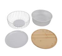 Fockety Paquet de 2 Paniers à Fruits en Fil Métallique, Bol à Fruits sur Comptoir en Fer, Panier de Rangement de Légumes avec Couvercles pour Pains, Rangement D'articles Ménagers