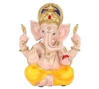 Fockety Statues Dorées du Seigneur Ganesha, 7,7 Pouces en Résine, Statue du Seigneur Ganesha, Statue de Dieu Indien Ganesh, éléphant Hindou, Dieu Hindou pour Décoration de Voiture,
