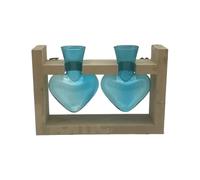 Fockety Vase en Verre en Forme de Cœur, Jardinière Hydroponique en Verre Transparent, Station de Propagation de Plantes, Décoration de Bureau élégante avec Support en Bois Massif pour la Maison, Le