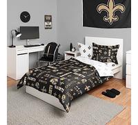 FOCO New Orleans Saints Parure de lit 5 pièces (Couette, Haut, Drap Plat et 2 taies d'oreiller) - Twin