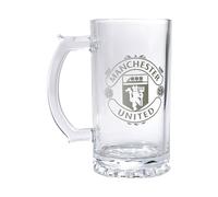 FOCO Verre à bière officiel Manchester United avec blason de l'équipe, transparent