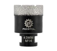 FOCSTOL Foret Diamant - 43mm Scie Cloche Diamant Brasée Sous Vide pour Porcelaine Carrelage Céramique Marbre Granit Quartz M14 Filetage