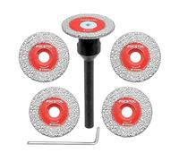 FOCSTOL Mini Disque Diamant Carrelage - 5 pièces 30mm Disque a Tronconner Carrelage et 1 pièce 6mm Tige Ronde pour Marbre Granit Pierre Artificielle Porcelaine Céramique
