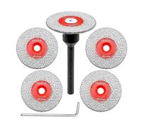 FOCSTOL Mini Disque Diamant Carrelage - 5 pièces 40mm Disque a Tronconner Carrelage et 1 pièce 6mm Tige Ronde pour Verre Jade Marbre Granit Pierre Artificielle Porcelaine Céramique