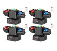 FODEXAZY 4 PCS 65W Lyre LED Moving Head,RGBW 4-en-1 Double Bras Jeux Lumiere Disco de Scène Tête Mobile,Mini Moving Head Lampe Projecteur avec Télécommande,pour Disco DJ Club Fête Bar Mariage