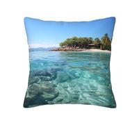 FodPand Housse de coussin décorative moderne super douce et confortable pour canapé, lit, décoration d'intérieur - 45,7 x 45,7 cm - Île Fidji et mer transparente