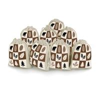 FodPand Lot de 8 sacs en coton et lin avec cordon de serrage de 12,7 x 17,8 cm - Sacs vides réutilisables rustiques pour lodge - Pochettes cadeaux pour fête de mariage, bijoux, fournitures de