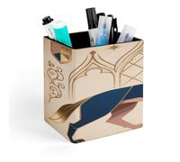 FodPand Wolf Retro Art Porte-stylo carré en cuir PU étanche et antidérapant Boîte de rangement pour fournitures de bureau Maison Vanity Espace de travail professionnel