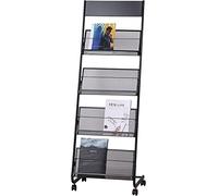 FOEIII Présentoir À Brochures avec 4 Poches en Filet Présentoir de documentation en Forme de L Robuste et résistant à l'usure Menus Peu encombrants Supports de Stockage (Color : Black)