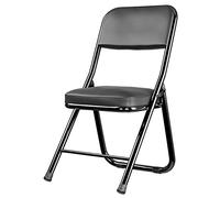 FOELANNE Chaise de Bureau Pliable et Portable, Chaise Pliante Structure Métallique Support Dossier Ergonomique Simili Cuir Multicolore 46x48cm(Nero)