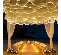 FOELANNE Rideaux de Plafond Lumineux avec LED, 50-100 m x 0,5-0,6, Plusieurs Couleurs(50mx0.5m,WhiteVeil+WarmLight)