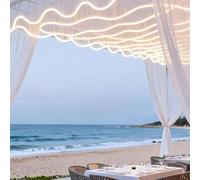 FOELANNE Rideaux de Plafond Lumineux avec lumières, Rideaux Transparents for fête Mariage, Multicolores, Plusieurs Tailles(100mx0.5m,WhiteVeil+WarmLight)