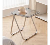 FOELANNE Table d'appoint en Acrylique Transparent, Table d'appoint Pliable en Acrylique Multicolore for Salon, Chambre à Coucher, Bureau(Smoke Gray)