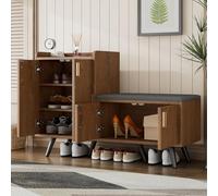 FOERPL Banc à Chaussures Entree,120 x 34 x 82cm Meuble à Chaussures avec étagères réglables, 2 en 1 Armoire à Chaussures Aves Banc pour Entrée,Salon,Couloir