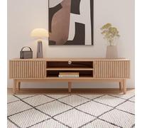 FOERPL Meuble TV 150cm Banc TV, Meuble Télé Bois avec 2 Tiroirs et 2 étagères,Meuble Bas Support TV sur Pieds Bois, pour Salon,Chambre