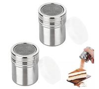 Fogbush Lot de 2 Saupoudreuse Sucre Glace et Cacao en Acier Inoxydable Sucrier pour Sucre en Poudre avec Couvercle Hermétique et Tamis Fin Idéal pour Café Pâtisserie Cannelle et Épices