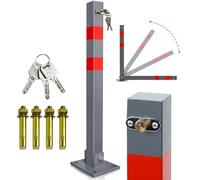Fogmiea Barrière de parking pliable - 1 pièce | Avec bande d'avertissement de couleur de signalisation, poteau de parking en acier robuste, pied stable