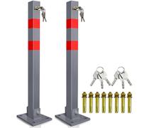Fogmiea Lot de 2 barrières de stationnement pliables | Avec bande d'avertissement de couleur de signalisation, poteau de parking en acier robuste, pied stable