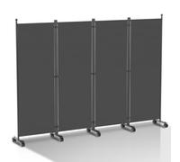 Fogmiea Paravent à roulettes, flexible, 4 pièces, protection de la vie privée, 228 x 181 cm, réglable, brise-vue, pare-vue, pare-vent, séparateur de pièce pour jardin, meubles de salle de bain
