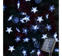 Fohil Guirlande Lumineuse Exterieur Solaire, 12M 100 LED Guirlande Lumineuse Noël Etoile IP65 Étanche 8 Modes Décoration Lumière pour Jardin Terrasse Patio Cour Maison Chambre Noël Mariage Fête