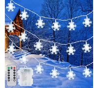 Fohil Lumières de Noël Interieur Exterieur, 6M 40LED Flocon de Neige Guirlande Lumineuse Noël à Pile Étanche Décoration Noël Exterieur Interieur Jardin Terrasse Chambre Fenetre Déco Noël Exterieur