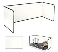 FoiiLiio Plaque Anti Projection Cuisine 4 Côtés Anti Eclaboussure Cuisine Pliable Protection Plaque de Cuisson, Protection D'Écran Anti-Éclaboussures, pour Cuisinière, Rôtir, Évier (Beige)