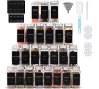 FoiiLiio Pot à Épices en Verre, 24 x 120ml Bocaux à Épices Françaises, Boite a Epices Cuisine Rangement avec Tamis, 243 Étiquettes, Stylo, Entonnoir