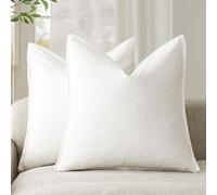 Foindtower - Housse de coussin décorative unie en lin, 40 x 40 cm, crème