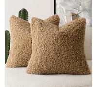 Foindtower Lot de 2 housses de coussin décoratives en peluche bou effet fourrure, pour lit, canapé, salon, 40,6 x 40,6 cm, bronze