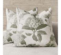 Foindtower Lot de 2 Housses de Coussin décoratives Vintage à Motif Floral avec imprimé d'accent Neutre et bohème pour canapé, Chaise, canapé, Chambre à Coucher, Salon, extérieur (45,7 x 45,7 cm, Vert