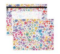 Foiosoh Lot de 2 pochettes robustes à 3 trous pour papier A4, lettres et enseignants, aquarelle, style à pois