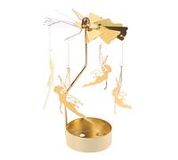 FOKH rotatifs Rotatif Carrousel Métal Bougie Chauffe-Plat Centre Candélabre Doré Fer Pilier bougeoirs Bougeoir de Noël/Mariage/Home Décoration de Table, Fer, E