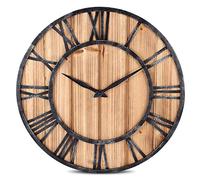 FOKOM Horloge murale en bois silencieuse vintage Ø 40 cm