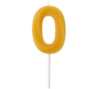 Folat 100% Beeswax Number Candle, Number Candle for Cakes, Birthday Cakes and Decoration, Low Smoke, Drip Resistant, Natural Honey Fragrance (Number 0)