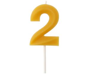 Folat 100% Beeswax Number Candle, Number Candle for Cakes, Birthday Cakes and Decoration, Low Smoke, Drip Resistant, Natural Honey Fragrance (Number 2)