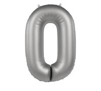 Folat 10470 Ballon Aluminium Argent Chiffre 0 - Moonlight Silver - Satin Gloss - 86 cm - Ballon de décoration de fête pour anniversaires d'enfants, anniversaires, pouvant être rempli d'hélium