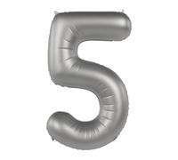Folat 10475 Ballon Aluminium Argent Chiffre 5 - Moonlight Silver - Satin Gloss - 86 cm - Ballon de décoration de fête pour anniversaires d'enfants, anniversaires, pouvant être rempli d'hélium