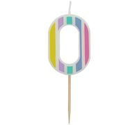 Folat 18950 Bougie Pastel Chiffre 0 Multicolore, Numéro, 5 centimeters