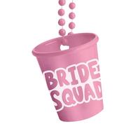 Folat 21445 Équipe Mariée Verres à Shot Verre à shot sur chaîne - Bride Squad - She Said Yaasss - Rose Plastique Perlé Collier Verre Mariée pour Fête de Bachelorette Mariage