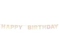 Folat 22208 Decoration Anniversaire Bannière Guirlande de lettres - HAPPY BIRTHDAY - Dreamy Pastels - Bois - 4 mètres Décoration Réutilisable Party Pour Enfants Adultes
