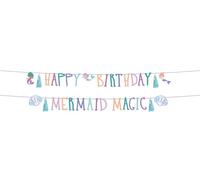 Folat 23930 Décoration d'anniversaire Sirène Bleue avec paillettes Irisé - Lettres - Mermaid Magic - 1,5 mètre - Décoration de sirène pour fête Sirène Fille Princesse Mer Fête