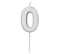 Folat 24130 Numéro Chiffre 0 Argenté-5 cm-Bougies décoration de D'anniversaire, Happy Birthday, Anniversaires, Gâteau de Mariage