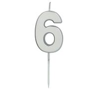 Folat 24136 Numéro Chiffre 6 Argenté-5 cm-Bougies décoration de D'anniversaire, Happy Birthday, Anniversaires, Gâteau de Mariage