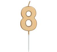 Folat 24148 Numéro Chiffre 8 Doré-5 cm-Bougies décoration de D'anniversaire, Happy Birthday, Anniversaires, Gâteau de Mariage