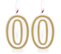 Folat 24150 Bougie Numéro - Bougie Simply Chique Gold Chiffre 0-9 cm - Bougies de Gâteau pour la décoration de D'anniversaire, Anniversaire, Anniversaires de Mariage, Gâteau de Mariage (Lot de 2)